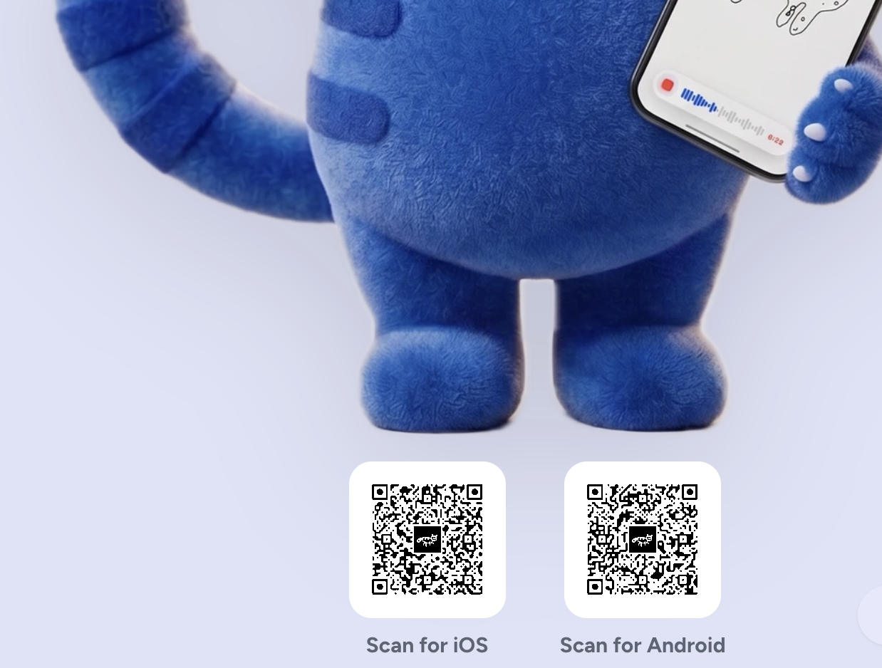 Kids Create website showing two branded QR codes labeled Scan for iOS and Scan for Android